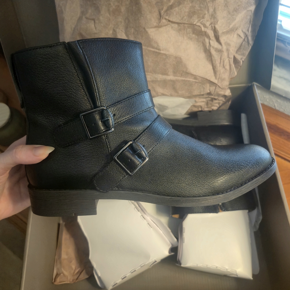 Franco Sarto Black Buckle Ankle Boots - Picture 2 of 9